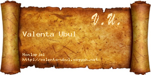 Valenta Ubul névjegykártya